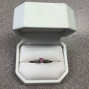 Pink sapphire ring in 10k white gold.